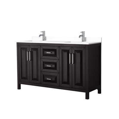 Daria 60" Free Standing Double Basin Vanity Set with Cabinet and Cultured Marble Vanity Top - image 1