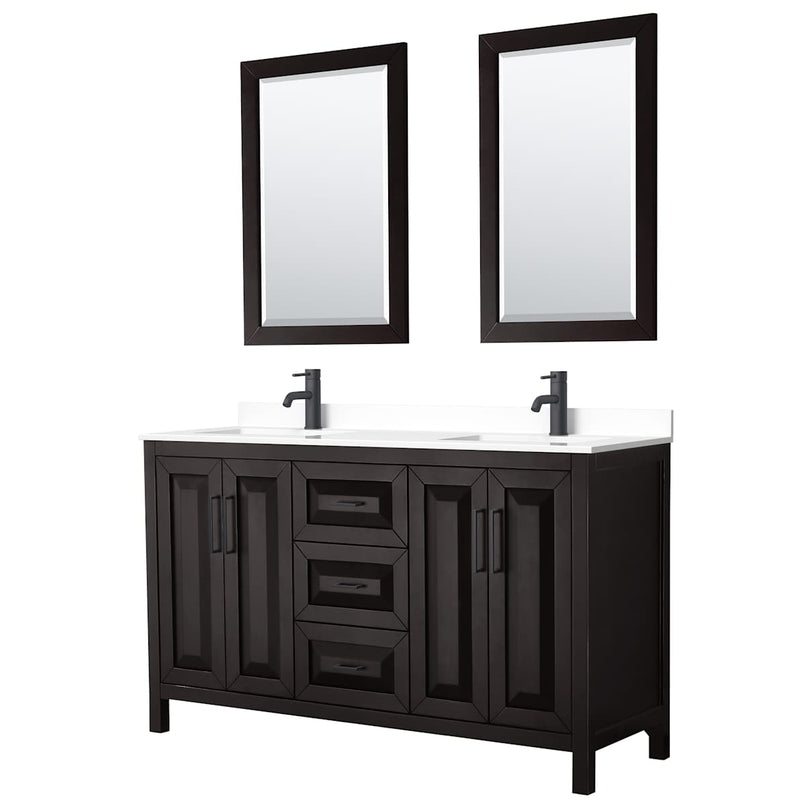 Daria 60" Free Standing Double Basin Vanity Set with Cabinet, Cultured Marble Vanity Top, and Framed Mirror - image 1