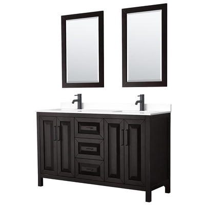 Daria 60" Free Standing Double Basin Vanity Set with Cabinet, Cultured Marble Vanity Top, and Framed Mirror - image 1