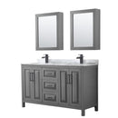 Daria 60" Free Standing Double Vanity Set with MDF Cabinet, Marble Vanity Top, 2 Undermount Sinks, and 2 Medicine Cabinets - image 1