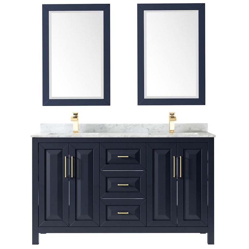 Daria 60" Free Standing Double Vanity Set with MDF Cabinet, Marble Vanity Top, 2 Undermount Sinks, and 2 Framed Mirrors - image 3