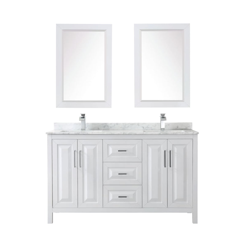 Daria 60" Free Standing Double Vanity Set with MDF Cabinet, Marble Vanity Top, 2 Undermount Sinks, and 2 Framed Mirrors - image 7