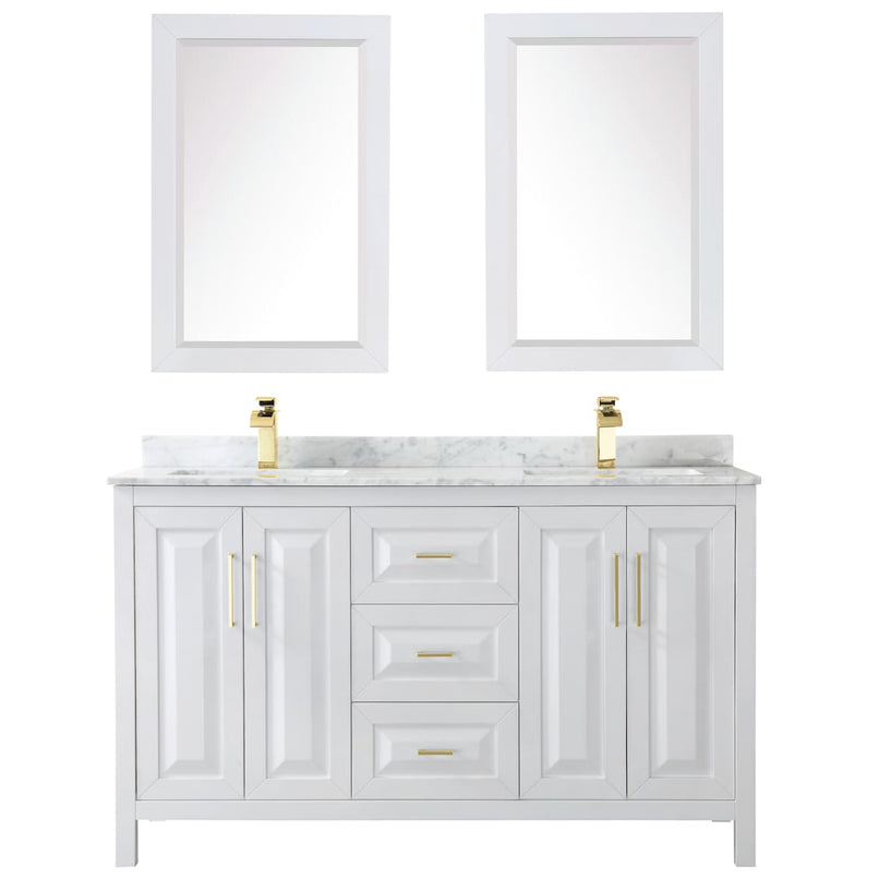 Daria 60" Free Standing Double Vanity Set with MDF Cabinet, Marble Vanity Top, 2 Undermount Sinks, and 2 Framed Mirrors - image 8