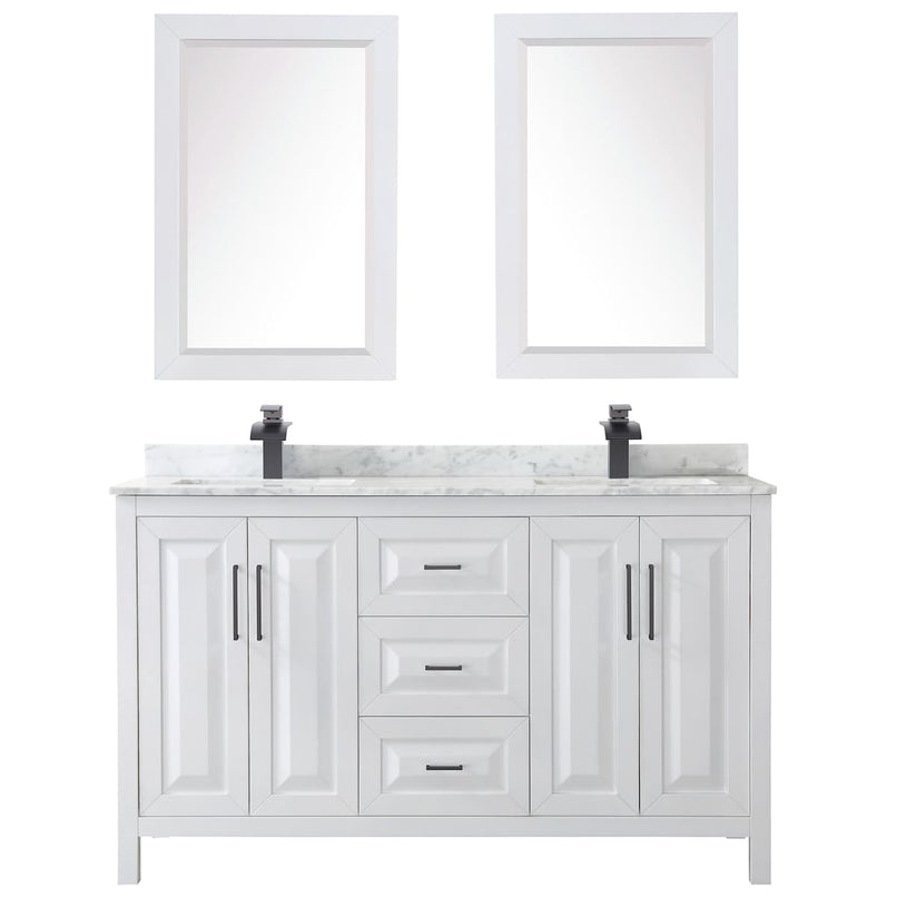 Daria 60" Free Standing Double Vanity Set with MDF Cabinet, Marble Vanity Top, 2 Undermount Sinks, and 2 Framed Mirrors - image 9