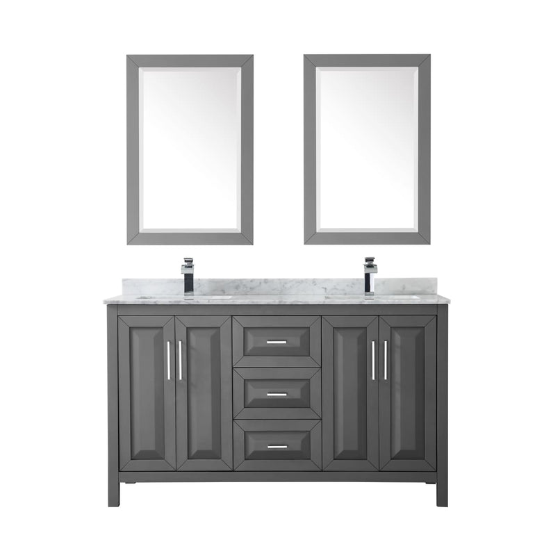 Daria 60" Free Standing Double Vanity Set with MDF Cabinet, Marble Vanity Top, 2 Undermount Sinks, and 2 Framed Mirrors - image 10