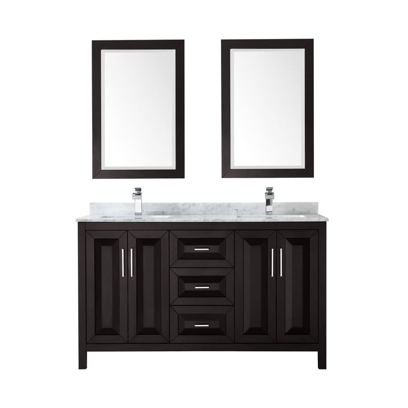 Daria 60" Free Standing Double Vanity Set with MDF Cabinet, Marble Vanity Top, 2 Undermount Sinks, and 2 Framed Mirrors - image 13