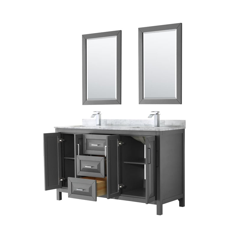 Daria 60" Free Standing Double Vanity Set with MDF Cabinet, Marble Vanity Top, 2 Undermount Sinks, and 2 Framed Mirrors - image 21