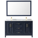 Daria 60" Free Standing Double Vanity Set with MDF Cabinet, Marble Vanity Top, 2 Undermount Sinks, and Framed Mirror - image 3
