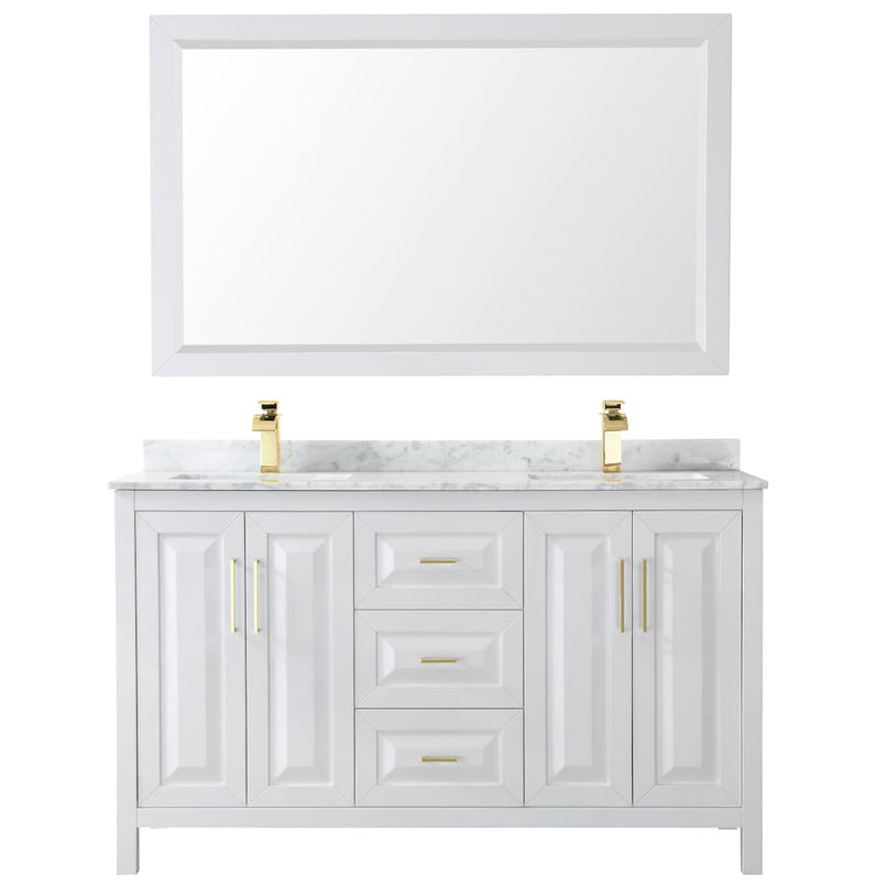 Daria 60" Free Standing Double Vanity Set with MDF Cabinet, Marble Vanity Top, 2 Undermount Sinks, and Framed Mirror - image 8