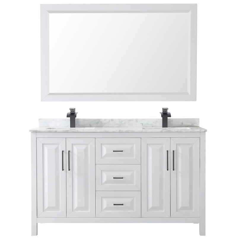 Daria 60" Free Standing Double Vanity Set with MDF Cabinet, Marble Vanity Top, 2 Undermount Sinks, and Framed Mirror - image 10