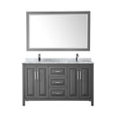 Daria 60" Free Standing Double Vanity Set with MDF Cabinet, Marble Vanity Top, 2 Undermount Sinks, and Framed Mirror - image 11