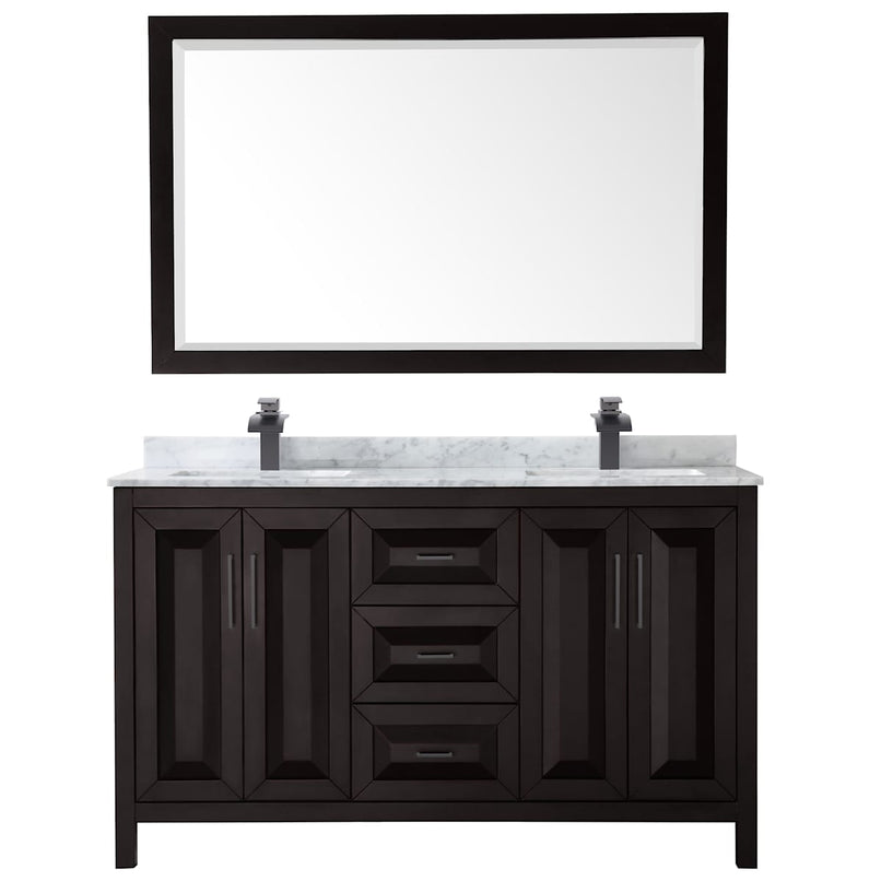 Daria 60" Free Standing Double Vanity Set with MDF Cabinet, Marble Vanity Top, 2 Undermount Sinks, and Framed Mirror - image 14