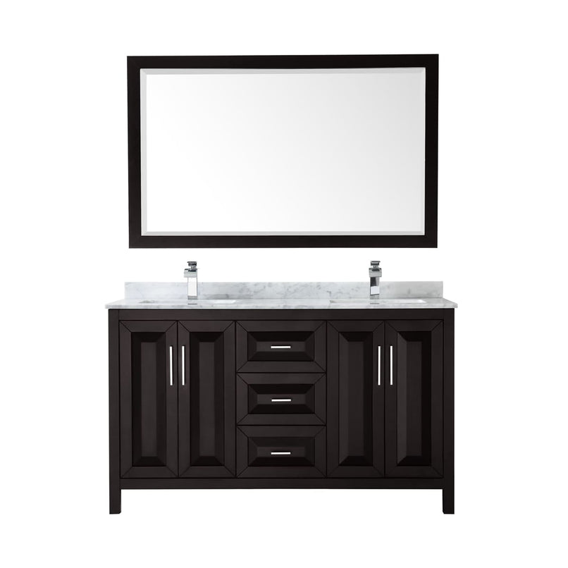 Daria 60" Free Standing Double Vanity Set with MDF Cabinet, Marble Vanity Top, 2 Undermount Sinks, and Framed Mirror - image 16