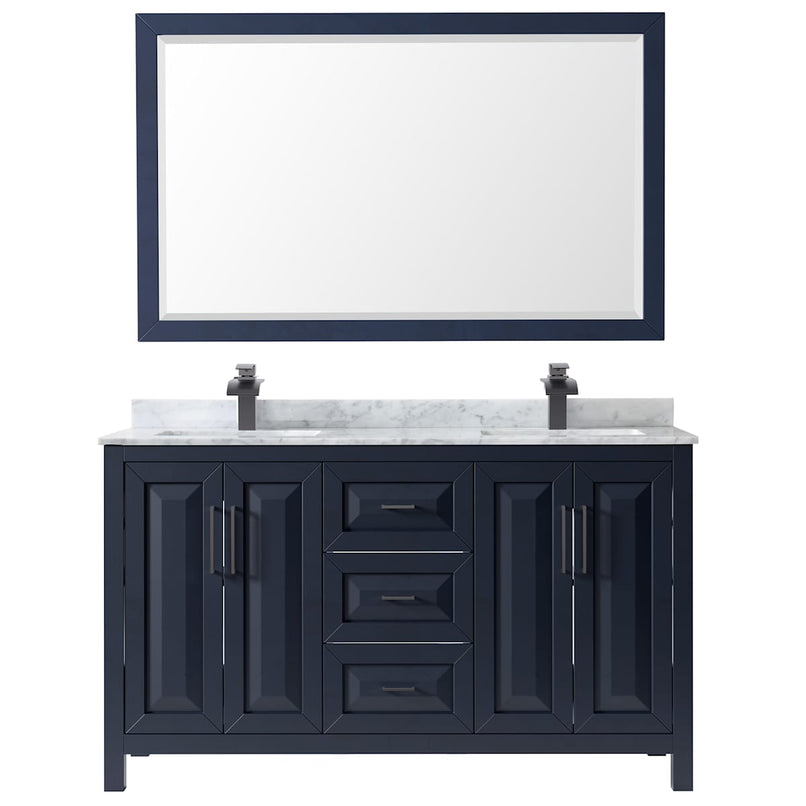 Daria 60" Free Standing Double Vanity Set with MDF Cabinet, Marble Vanity Top, 2 Undermount Sinks, and Framed Mirror - image 17