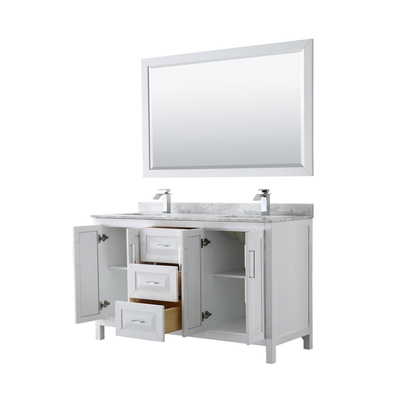 Daria 60" Free Standing Double Vanity Set with MDF Cabinet, Marble Vanity Top, 2 Undermount Sinks, and Framed Mirror - image 18