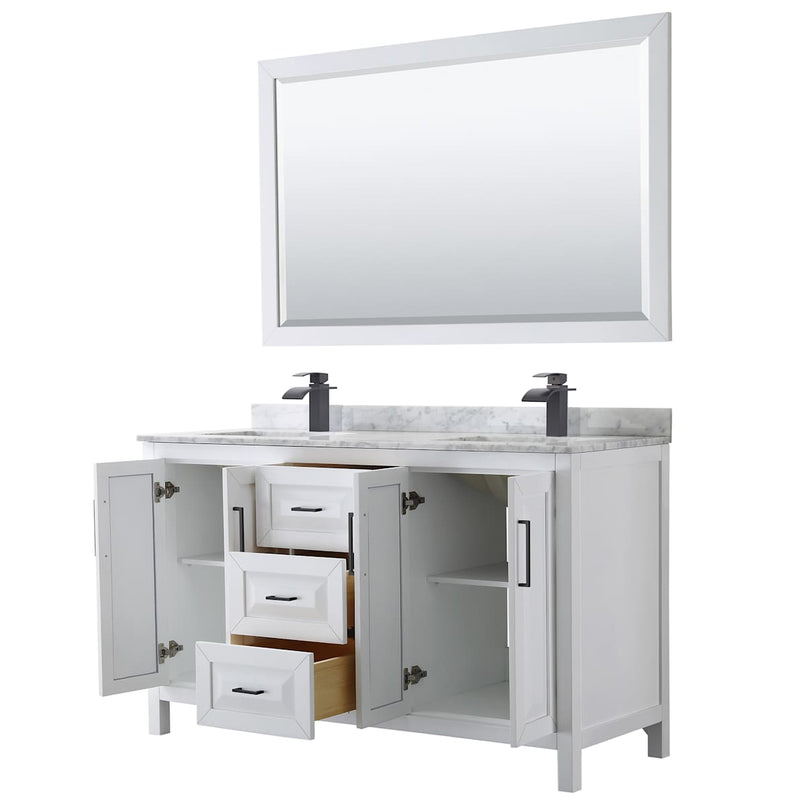 Daria 60" Free Standing Double Vanity Set with MDF Cabinet, Marble Vanity Top, 2 Undermount Sinks, and Framed Mirror - image 20