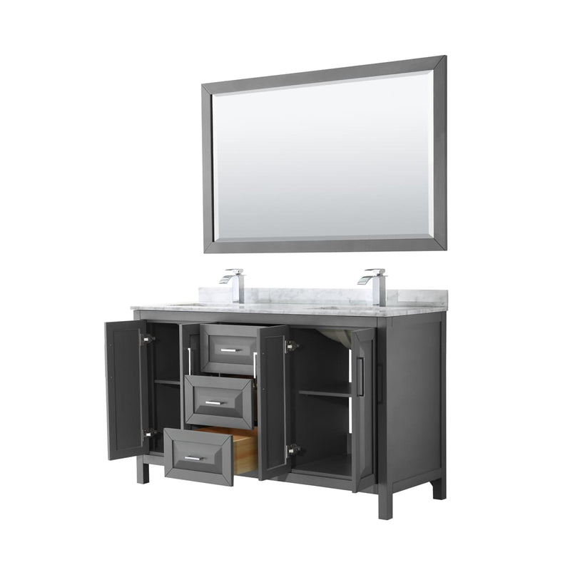 Daria 60" Free Standing Double Vanity Set with MDF Cabinet, Marble Vanity Top, 2 Undermount Sinks, and Framed Mirror - image 21