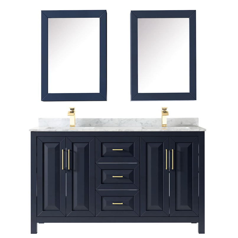 Daria 60" Free Standing Double Vanity Set with MDF Cabinet, Marble Vanity Top, 2 Undermount Sinks, and 2 Medicine Cabinets - image 3