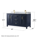 Daria 60" Free Standing Double Vanity Set with MDF Cabinet, Marble Vanity Top, 2 Undermount Sinks, and 2 Medicine Cabinets - image 7