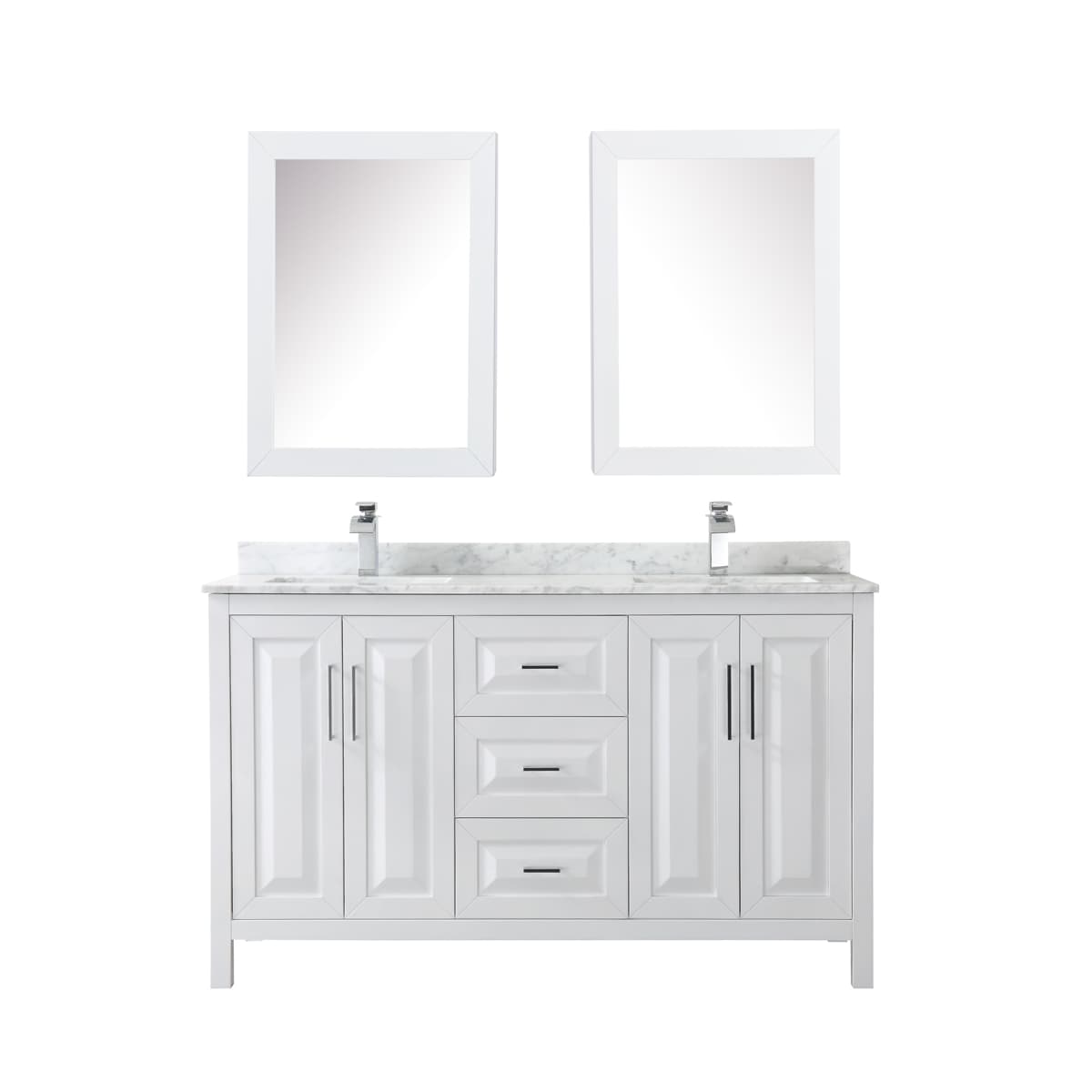 Daria 60" Free Standing Double Vanity Set with MDF Cabinet, Marble Vanity Top, 2 Undermount Sinks, and 2 Medicine Cabinets