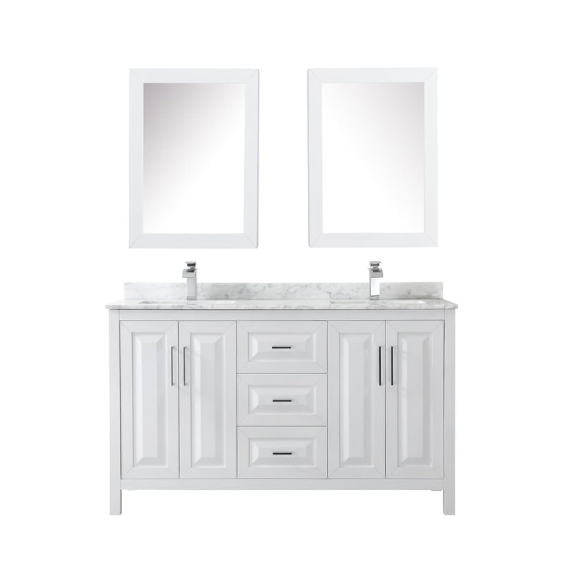 Daria 60" Free Standing Double Vanity Set with MDF Cabinet, Marble Vanity Top, 2 Undermount Sinks, and 2 Medicine Cabinets - image 8