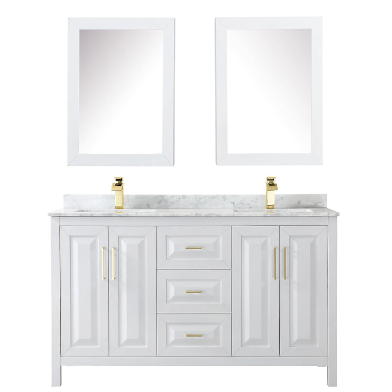 Daria 60" Free Standing Double Vanity Set with MDF Cabinet, Marble Vanity Top, 2 Undermount Sinks, and 2 Medicine Cabinets - image 9