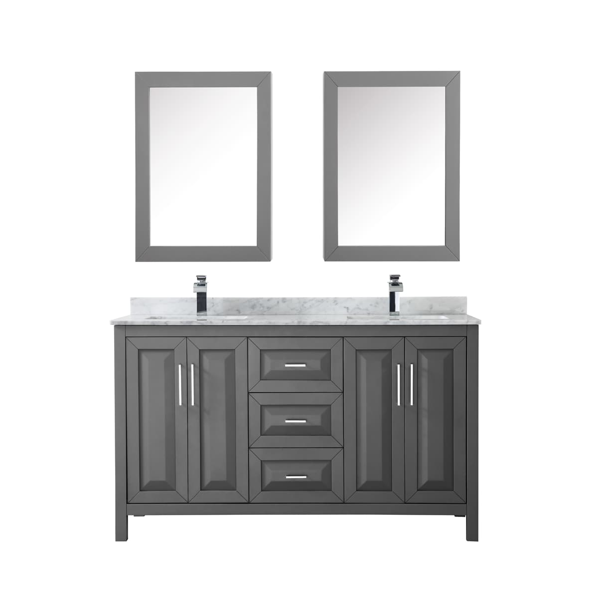 Daria 60" Free Standing Double Vanity Set with MDF Cabinet, Marble Vanity Top, 2 Undermount Sinks, and 2 Medicine Cabinets