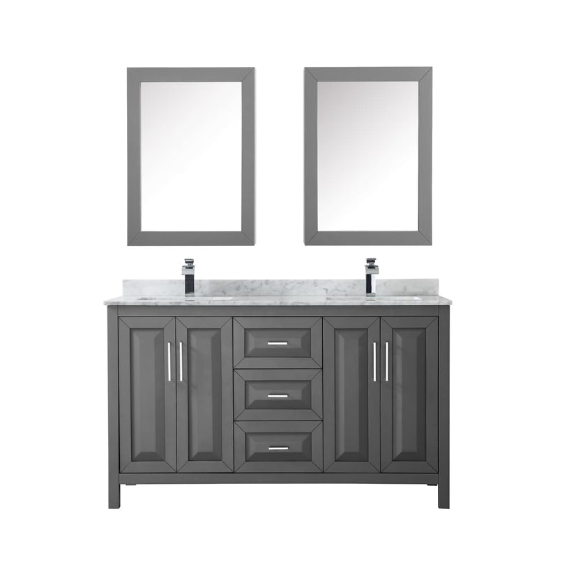 Daria 60" Free Standing Double Vanity Set with MDF Cabinet, Marble Vanity Top, 2 Undermount Sinks, and 2 Medicine Cabinets - image 11