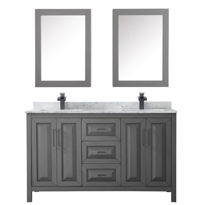 Daria 60" Free Standing Double Vanity Set with MDF Cabinet, Marble Vanity Top, 2 Undermount Sinks, and 2 Medicine Cabinets - image 12