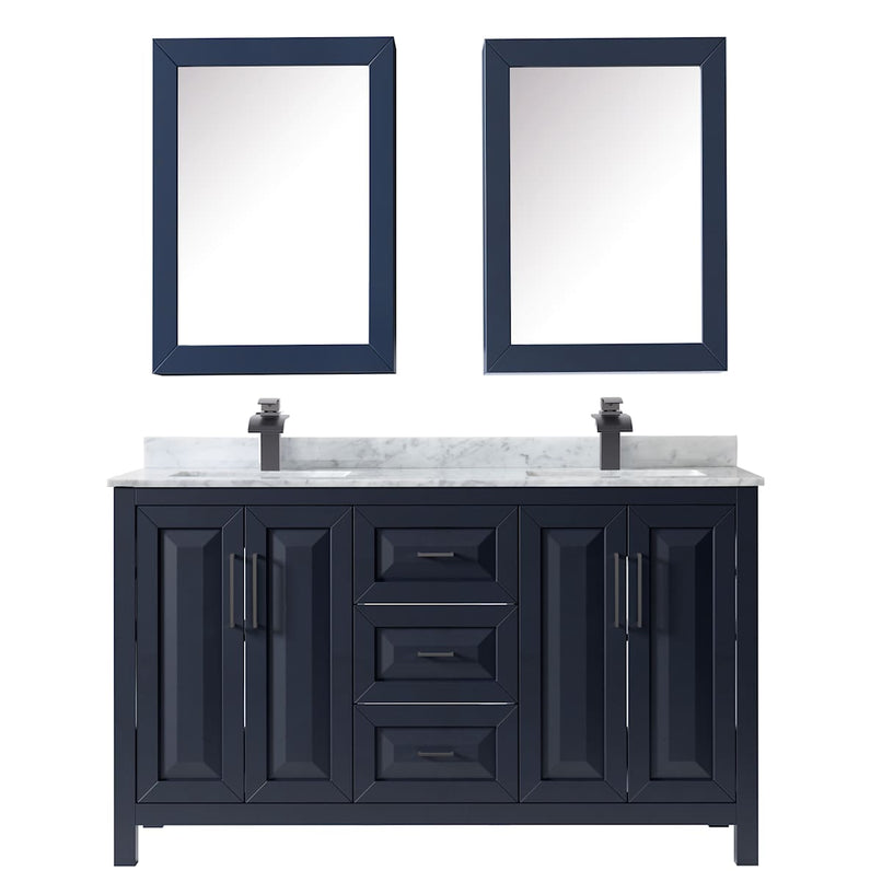 Daria 60" Free Standing Double Vanity Set with MDF Cabinet, Marble Vanity Top, 2 Undermount Sinks, and 2 Medicine Cabinets - image 15
