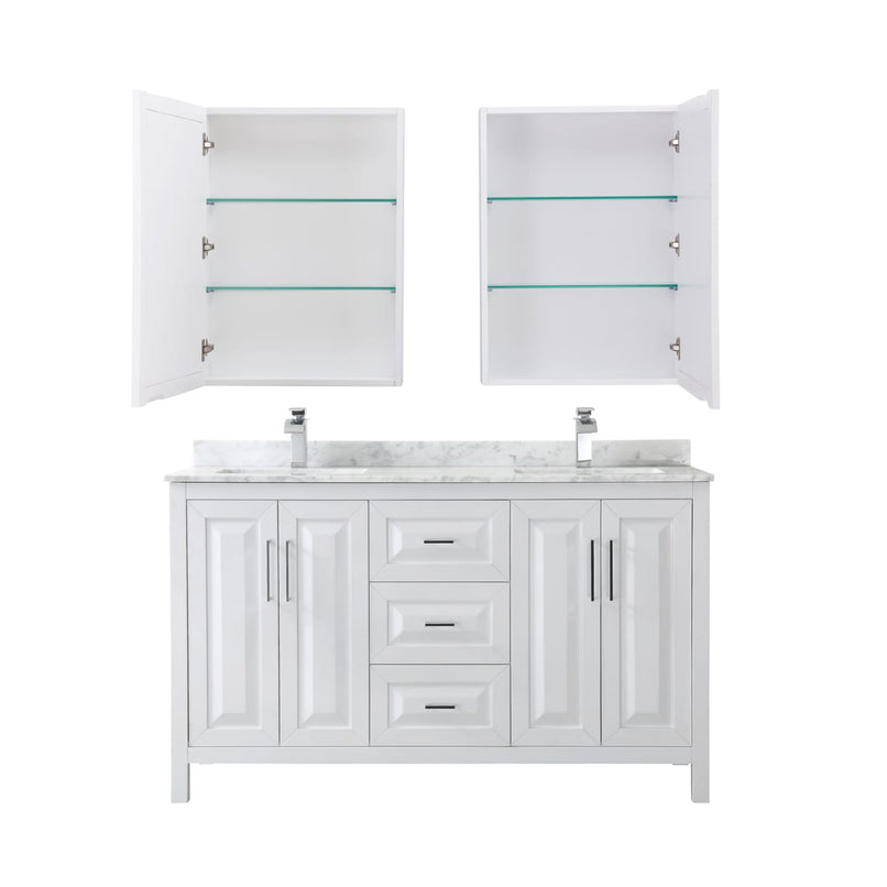 Daria 60" Free Standing Double Vanity Set with MDF Cabinet, Marble Vanity Top, 2 Undermount Sinks, and 2 Medicine Cabinets - image 19