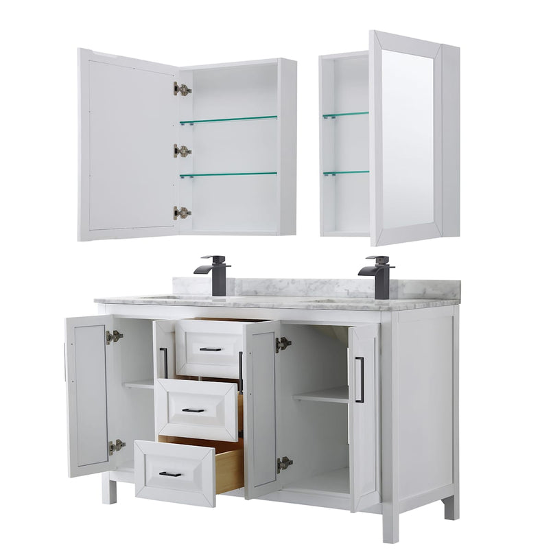 Daria 60" Free Standing Double Vanity Set with MDF Cabinet, Marble Vanity Top, 2 Undermount Sinks, and 2 Medicine Cabinets - image 20
