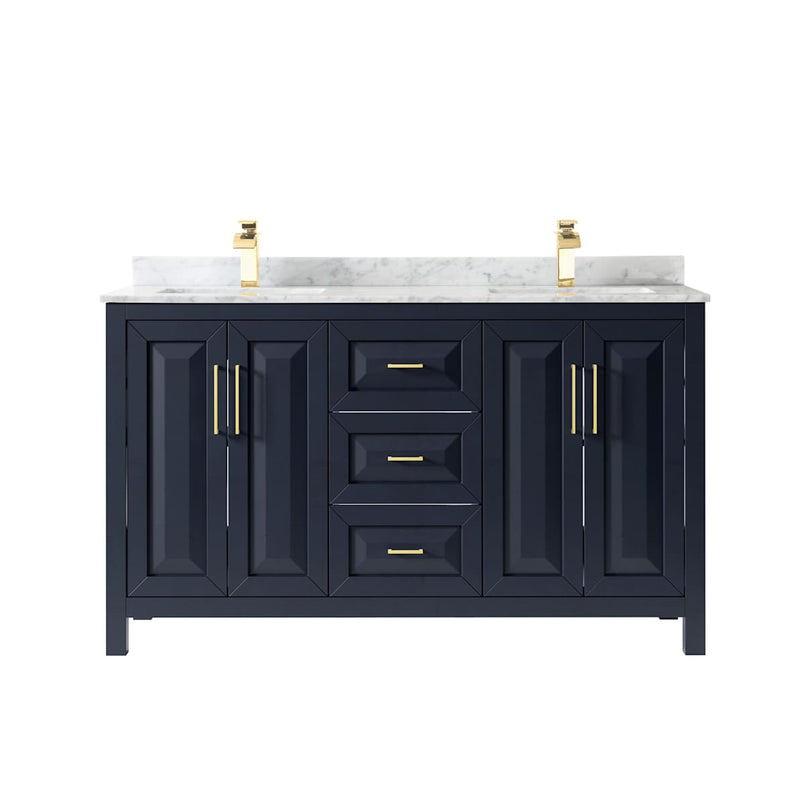 Daria 60" Free Standing Double Vanity Set with MDF Cabinet, Marble Vanity Top, and 2 Undermount Sinks - image 3