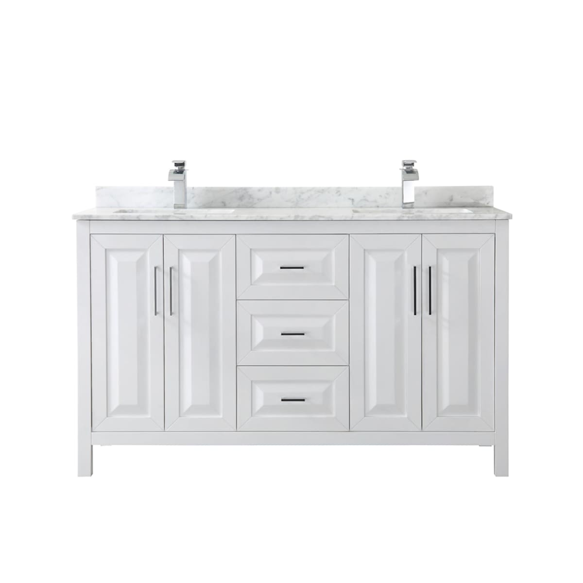 Daria 60" Free Standing Double Vanity Set with MDF Cabinet, Marble Vanity Top, and 2 Undermount Sinks