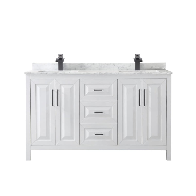Daria 60" Free Standing Double Vanity Set with MDF Cabinet, Marble Vanity Top, and 2 Undermount Sinks - image 8