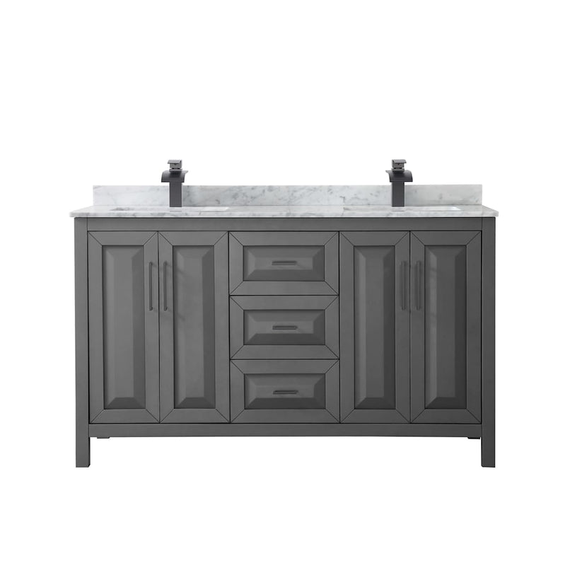Daria 60" Free Standing Double Vanity Set with MDF Cabinet, Marble Vanity Top, and 2 Undermount Sinks - image 10