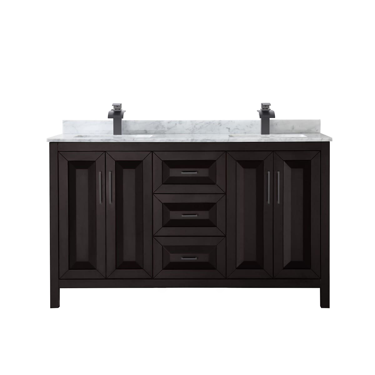 Daria 60" Free Standing Double Vanity Set with MDF Cabinet, Marble Vanity Top, and 2 Undermount Sinks