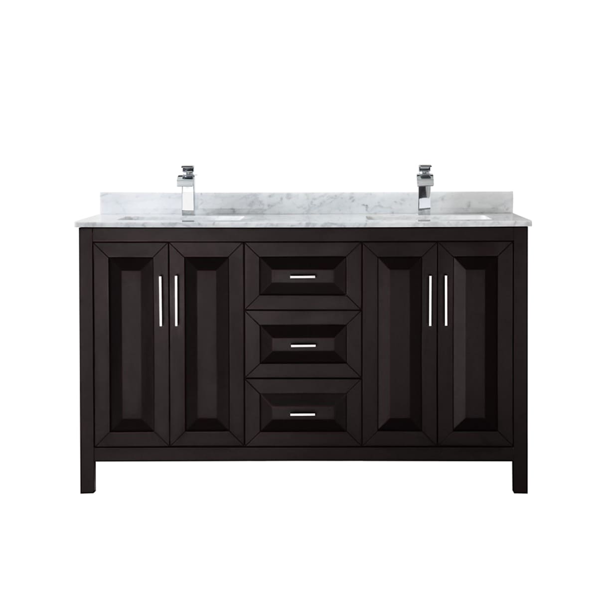 Daria 60" Free Standing Double Vanity Set with MDF Cabinet, Marble Vanity Top, and 2 Undermount Sinks