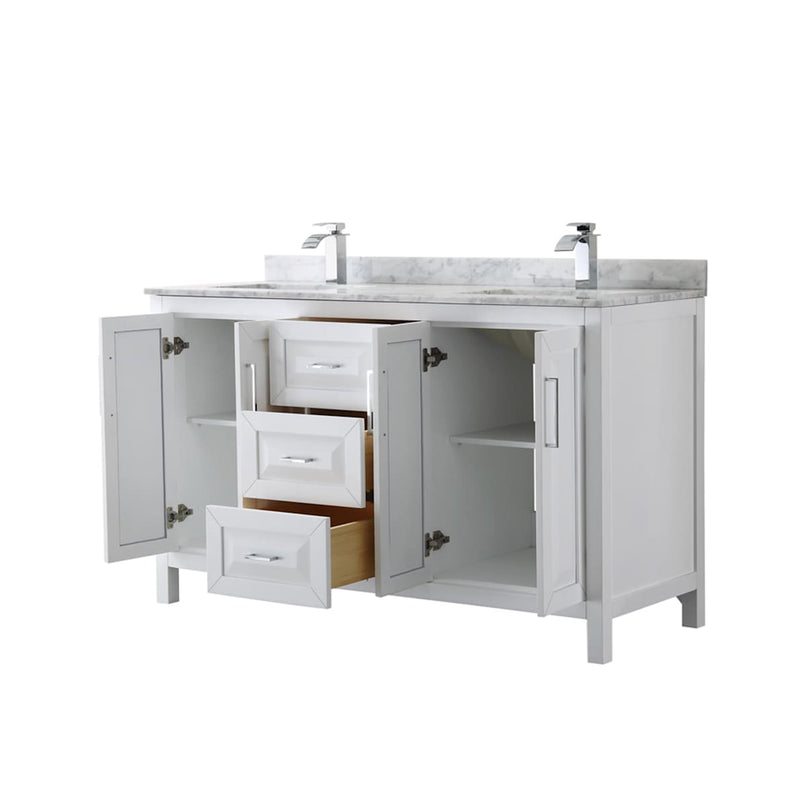 Daria 60" Free Standing Double Vanity Set with MDF Cabinet, Marble Vanity Top, and 2 Undermount Sinks - image 14