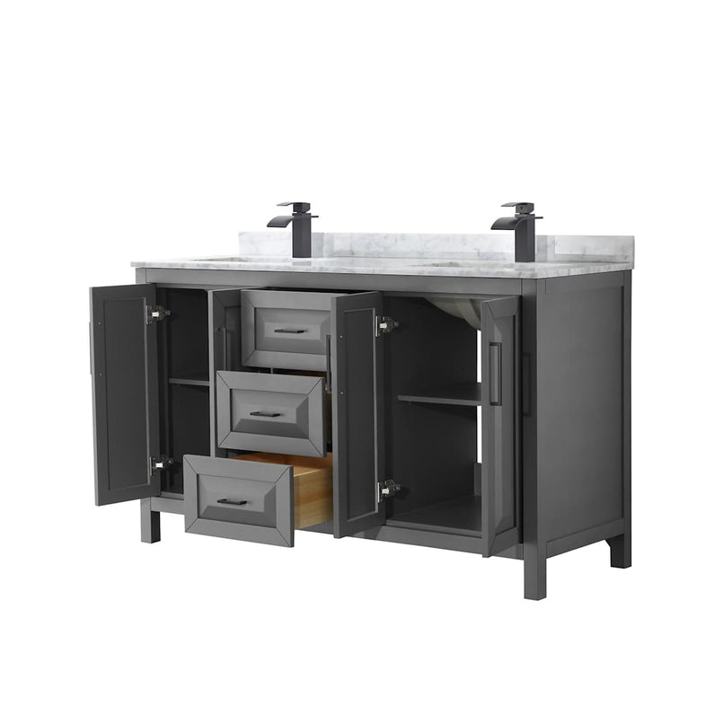 Daria 60" Free Standing Double Vanity Set with MDF Cabinet, Marble Vanity Top, and 2 Undermount Sinks - image 18