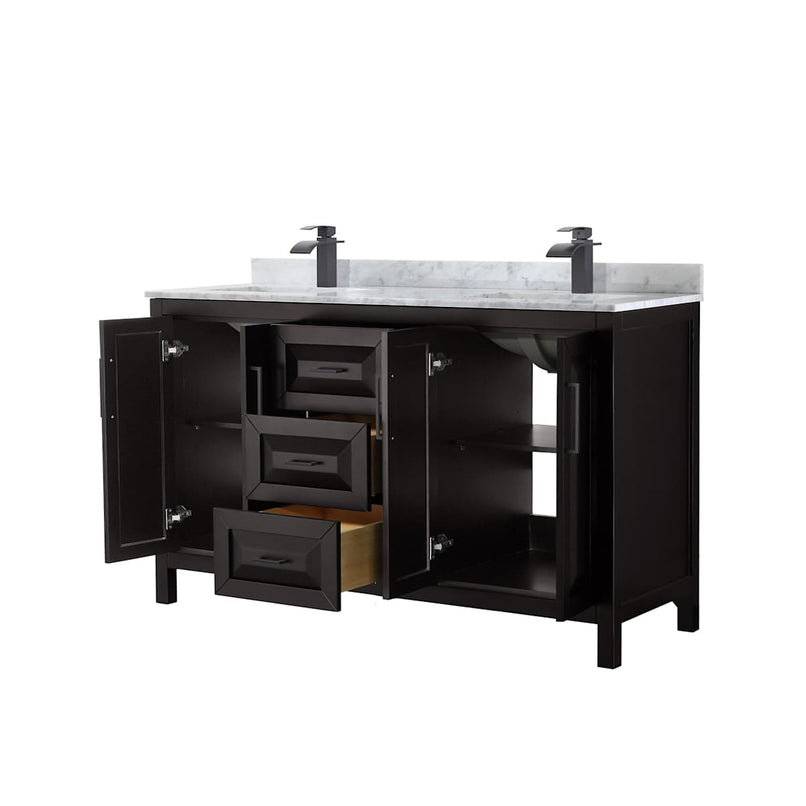 Daria 60" Free Standing Double Vanity Set with MDF Cabinet, Marble Vanity Top, and 2 Undermount Sinks - image 19