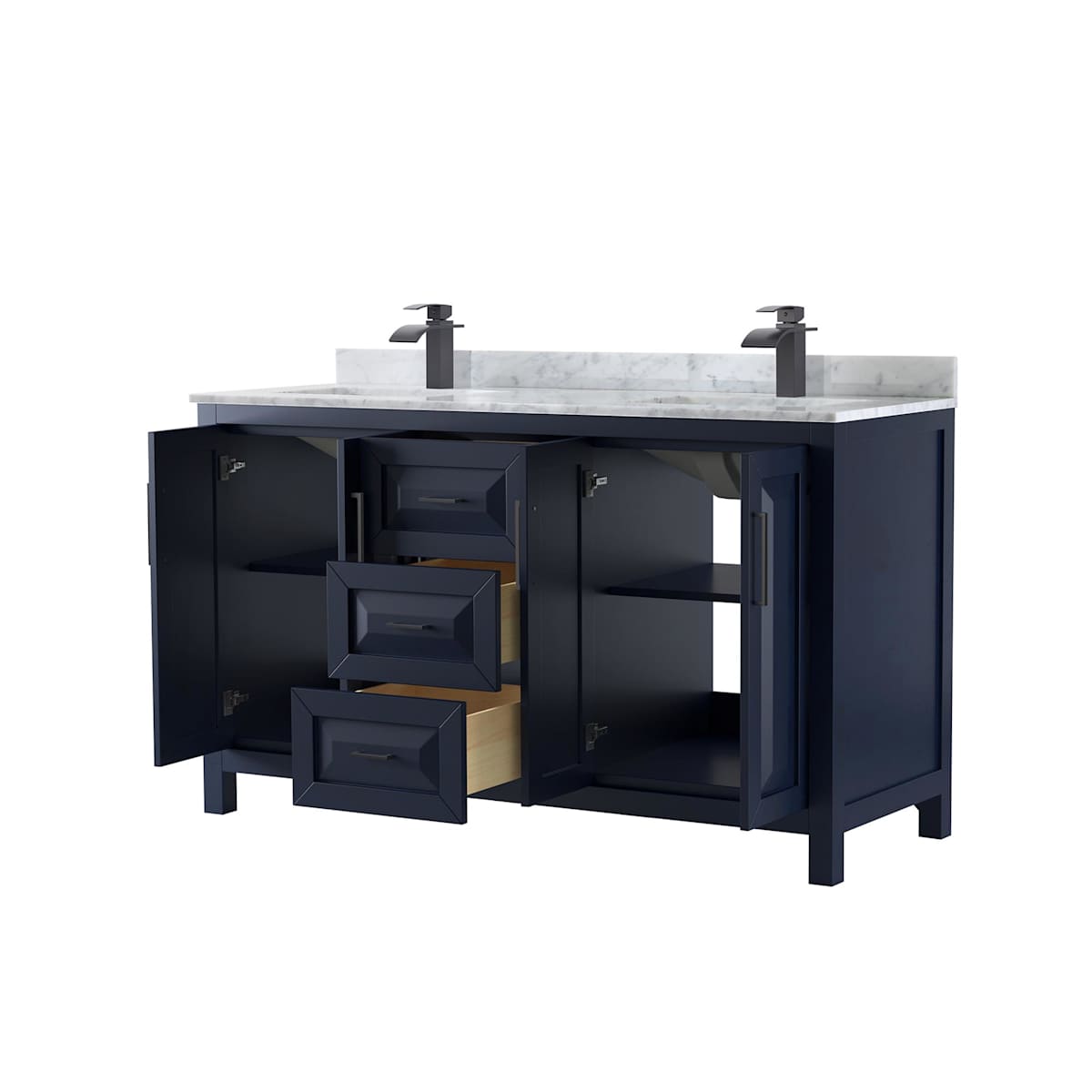Daria 60" Free Standing Double Vanity Set with MDF Cabinet, Marble Vanity Top, and 2 Undermount Sinks - image 21