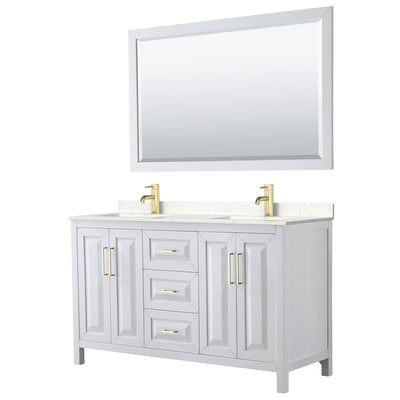 Daria 60" Free Standing Double Basin Vanity Set with Cabinet, Cultured Marble Vanity Top, and Framed Mirror - image 1