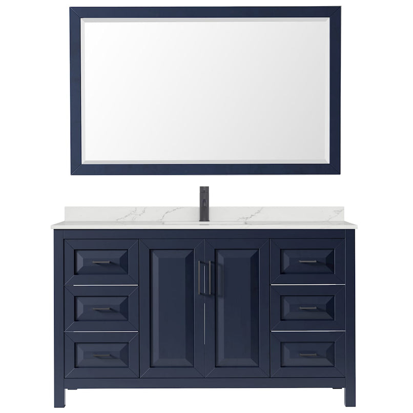 Daria 60" Free Standing Single Basin Vanity Set with Cabinet, Quartz Vanity Top, and Framed Mirror - image 3