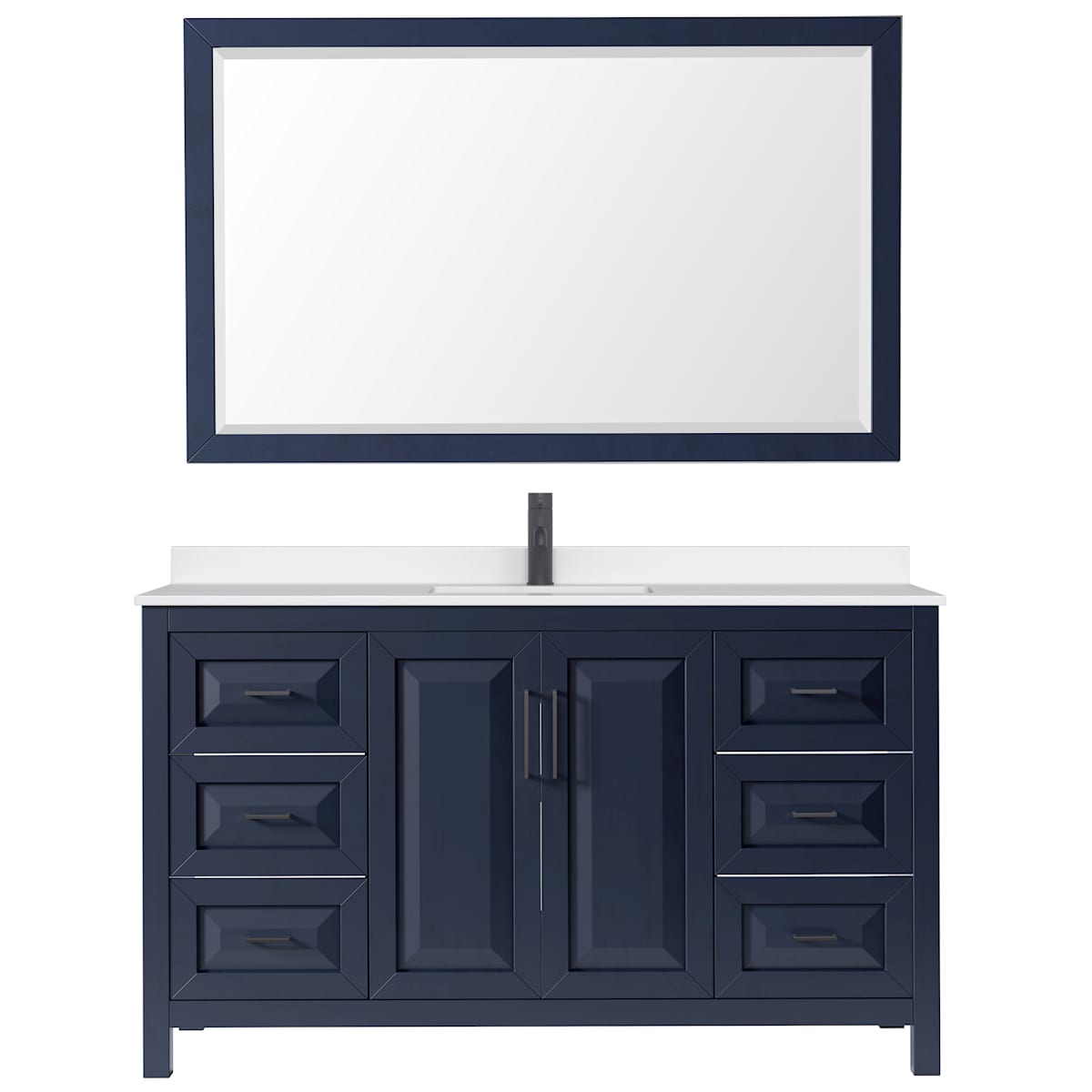 Daria 60" Free Standing Single Basin Vanity Set with Cabinet, Quartz Vanity Top, and Framed Mirror