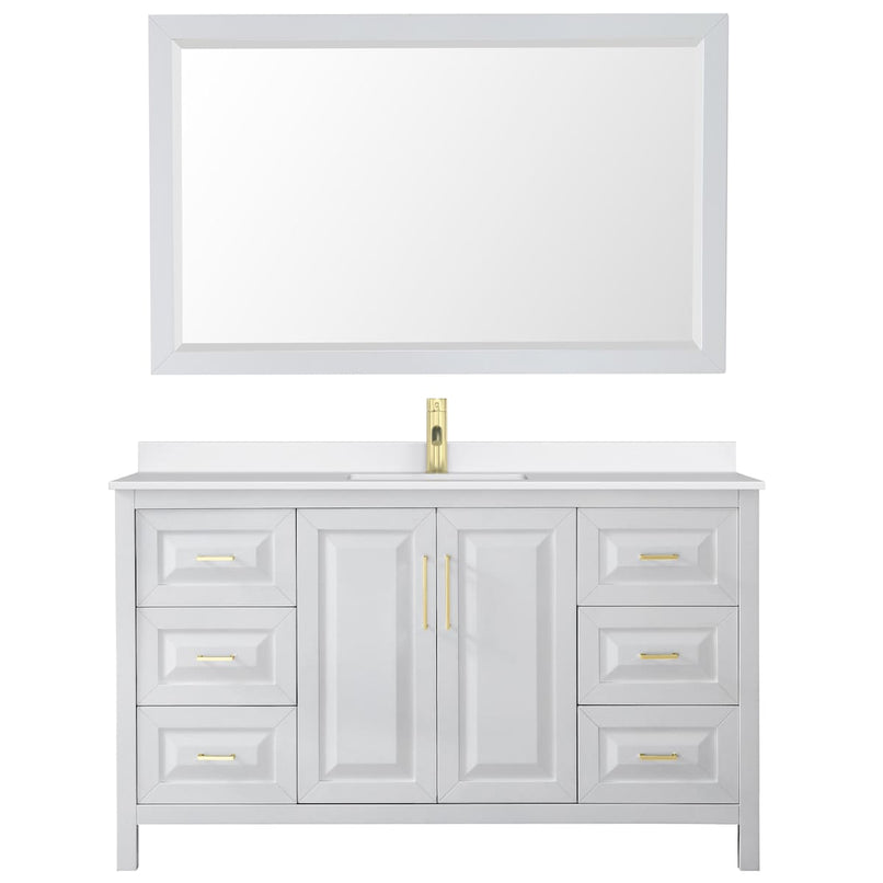 Daria 60" Free Standing Single Basin Vanity Set with Cabinet, Quartz Vanity Top, and Framed Mirror - image 12