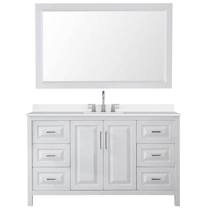 Daria 60" Free Standing Single Basin Vanity Set with Cabinet, Quartz Vanity Top, and Framed Mirror - image 10