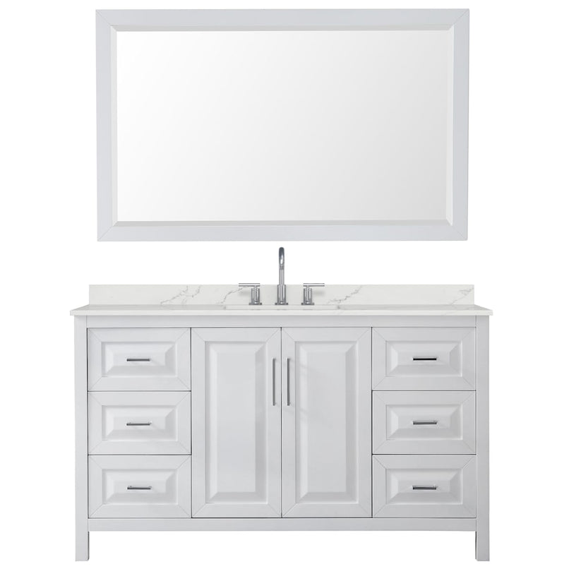 Daria 60" Free Standing Single Basin Vanity Set with Cabinet, Quartz Vanity Top, and Framed Mirror - image 11