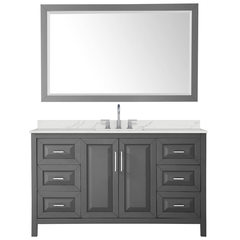 Daria 60" Free Standing Single Basin Vanity Set with Cabinet, Quartz Vanity Top, and Framed Mirror - image 20