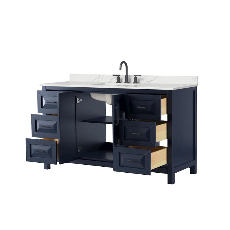 Daria 60" Free Standing Single Basin Vanity Set with Cabinet and Quartz Vanity Top - image 2